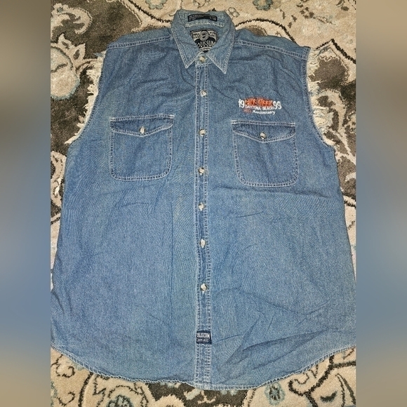Vintage 1999 Bike Week Sleeveless Denim Shirt Daytona Beach. XL  #M - Picture 1 of 5